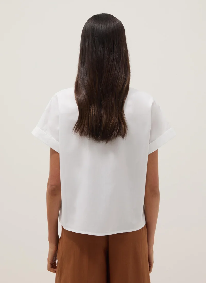 Ovs  OVS White Pure Cotton Short-Sleeve Regular-Fit Shirt for Women | Best Price UAE