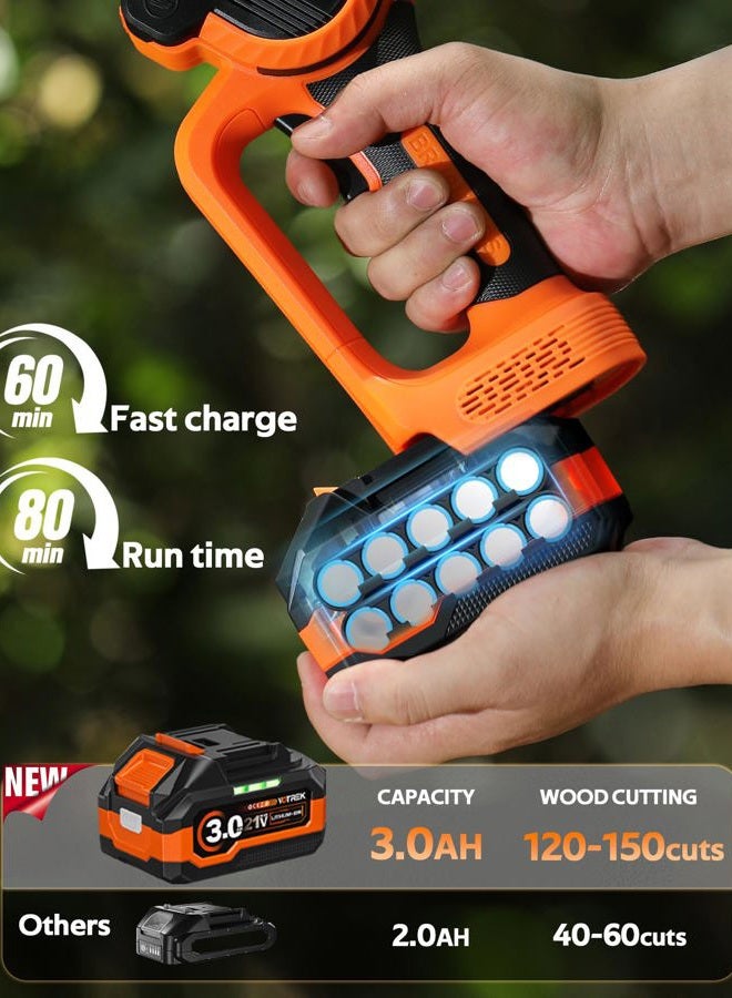 VOTREK 8 inch Mini Chainsaw Cordless with 2x3.0AH Batteries - Powerful Brushless Electric Handheld Small Chain Saw for Wood Cutting, Tree Trimming & Branch Cutting, Auto Oiler & Tool-Free Tensioner - Image 3