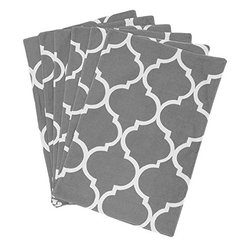 Dekor World Ogee Printed Grey Table Runner with 6 Pcs Place Mat (33x180cm/33x47cm) (Pack of 7 Pcs)-6 Seater Dinning & Center Table - Image 3