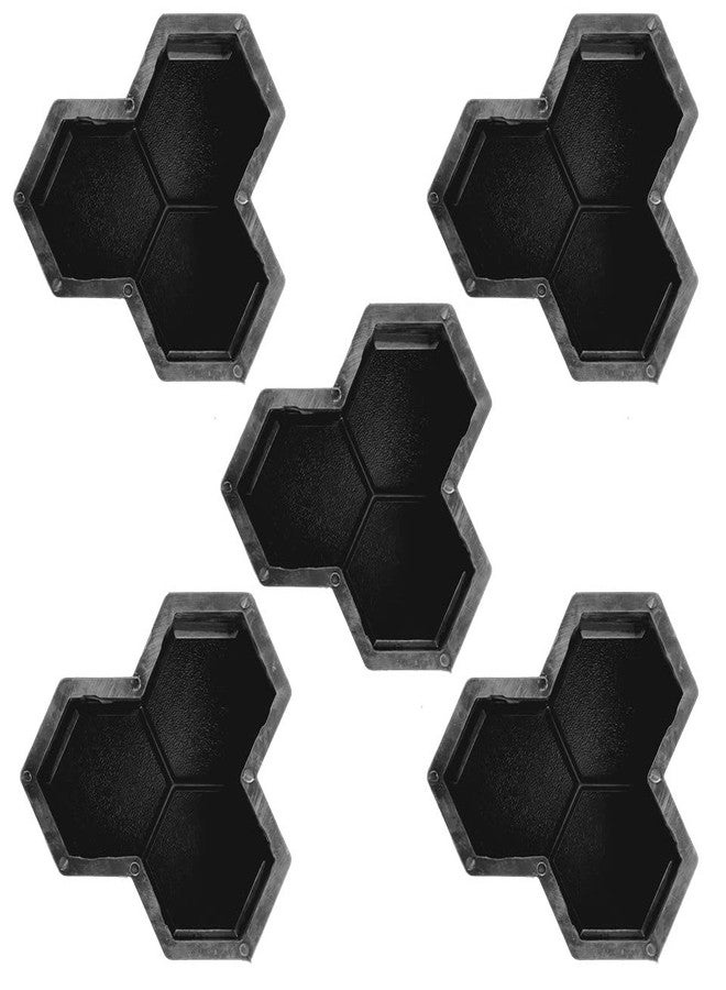 Reyal TRISUL Paver Block Mould Pack of 5 (Black PVC) Make in India | PVC Rubber Mould | Outdoor Paving Stone Maker - Image 1
