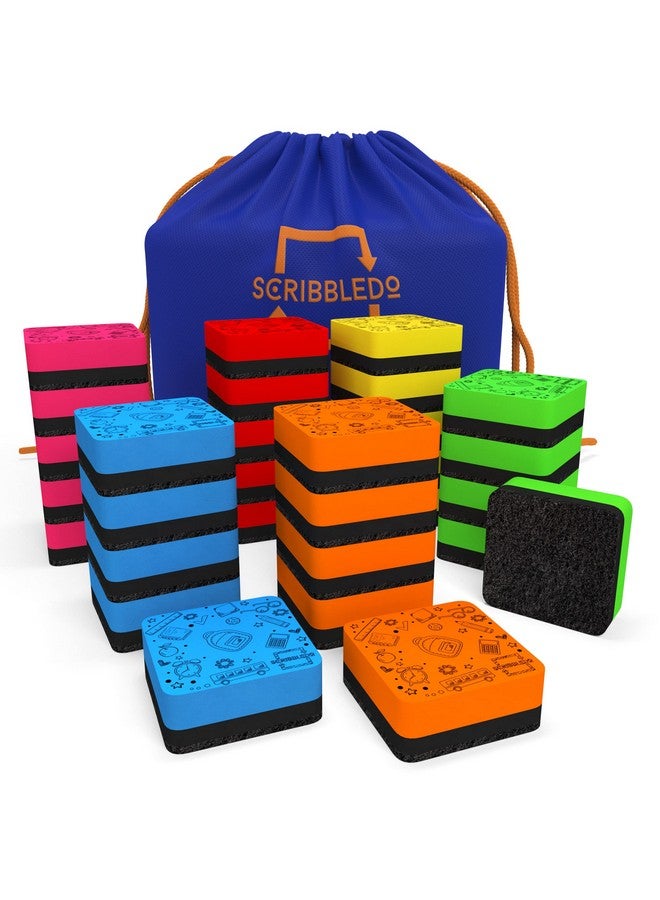 Scribbledo 30 Pack Dry Erase Erasers Assorted Colors Magnetic Whiteboard Erasers For Kids And Students - Smudge Free Small Dry Erase Board Erasers For Classroom Home School And Office - Image 1