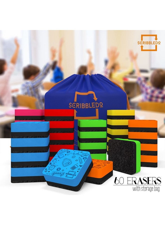 Scribbledo 30 Pack Dry Erase Erasers Assorted Colors Magnetic Whiteboard Erasers For Kids And Students - Smudge Free Small Dry Erase Board Erasers For Classroom Home School And Office - Image 2