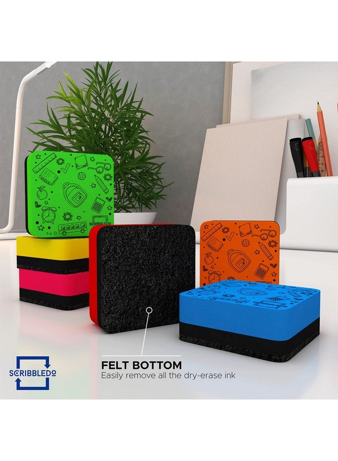 Scribbledo 30 Pack Dry Erase Erasers Assorted Colors Magnetic Whiteboard Erasers For Kids And Students - Smudge Free Small Dry Erase Board Erasers For Classroom Home School And Office - Image 5