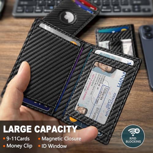 miyozi Airtag Wallet for Men with Money Clip Gift Boxed Magnetic Closure Slim Genuine Leather Front Pocket Wallet 41x 28 RFID Blocking - Image 3