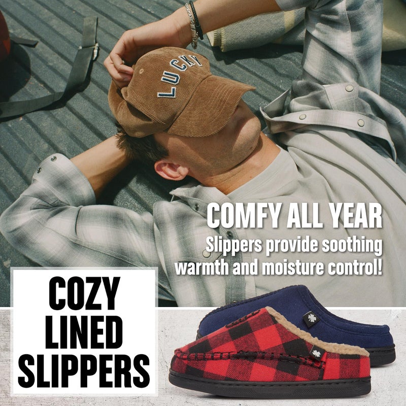 Lucky Brand Boys' Microsuede Clog Slippers with Non-Slip Rubber Sole, Warm Fuzzy Indoor Outdoor House Shoes, Navy, 11 - Image 2