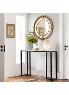 AGD Narrow Console Table with Wood Top, Modern Entryway Table for Living Room, Rectangular Console Table for Entryway Corridor, Metal Frame Side Sofa Table for Home Office 100x30x78.5cm, White  - Image 5