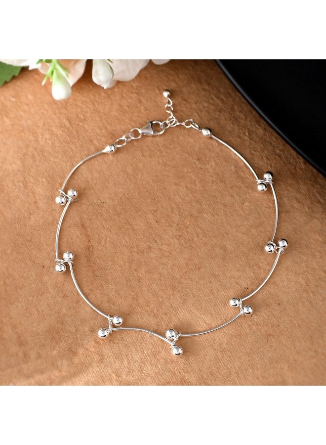 NEMICHAND JEWELS Pure 925 Silver wavy Anklet Payal for Women (1PC) (10 inch + extention) - Image 2