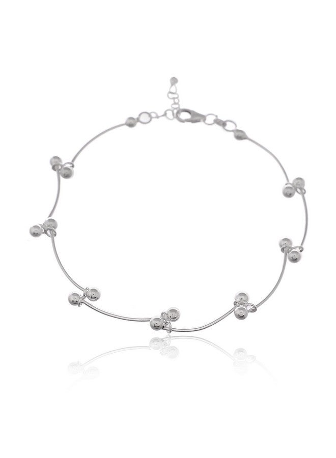 NEMICHAND JEWELS Pure 925 Silver wavy Anklet Payal for Women (1PC) (10 inch + extention) - Image 1