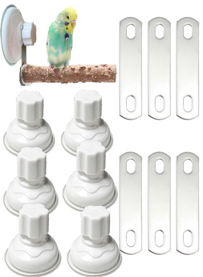 Fejapa 6 Pack Suction Cup Accessory Sets for Brid Perches Brid Stand Sticks Stand Toy Wood Platform for Parrot Parakeet Cockatiel Budgie Suction Cup for Window Bath Shower Car Travel Wall Outdoor Indoor - Image 1