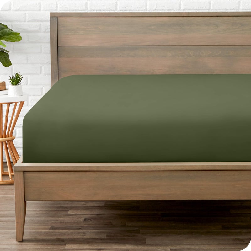 Bare Home Bare Home Fitted Bottom Sheet Full XL Size - Premium 1800 Microfiber - Ultra-Soft Hotel Luxury - Deep Pocket - Durable and Long Lasting - Full Extra Long Fitted Sheet (Full XL  Cypress)  - Image 1