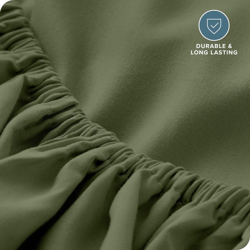Bare Home Bare Home Fitted Bottom Sheet Full XL Size - Premium 1800 Microfiber - Ultra-Soft Hotel Luxury - Deep Pocket - Durable and Long Lasting - Full Extra Long Fitted Sheet (Full XL  Cypress)  - Image 5