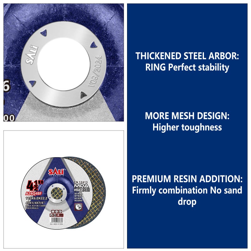 SALI 25 Pack 4-1/2 Inch Grinding Wheels for General Purpose Metal & Stainless Steel, Aluminum Oxide Grinding Disc for Angle Grinder, Depressed Center 4.5" * 1/4" * 7/8"(115 * 6.0 * 22.2 mm) - Image 3