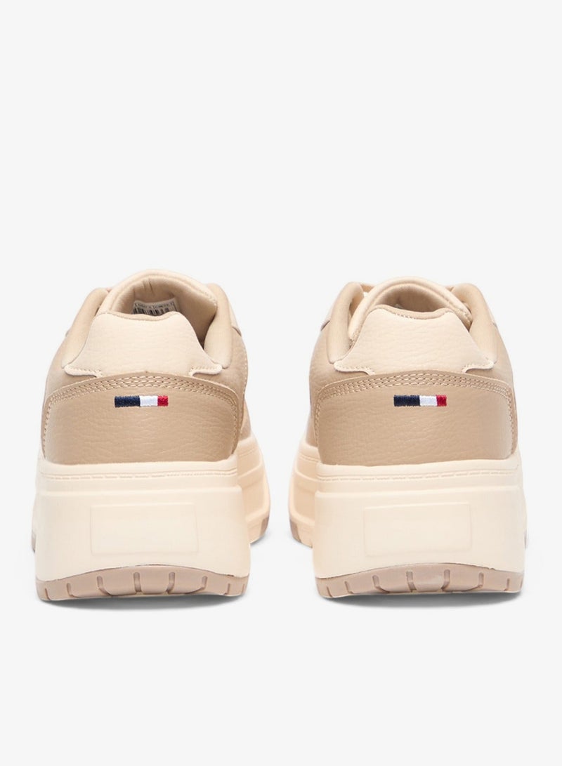 U.S. Polo Assn. Women's Beige Low-Top Sneakers - Chunky Outsole With Foam Padding , Versatile Casual Shoes for Everyday Comfort - Image 4