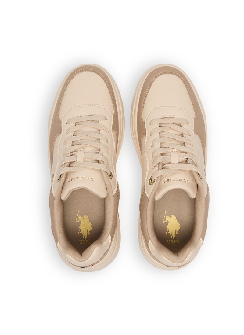 U.S. Polo Assn. Women's Beige Low-Top Sneakers - Chunky Outsole With Foam Padding , Versatile Casual Shoes for Everyday Comfort  - Image 5