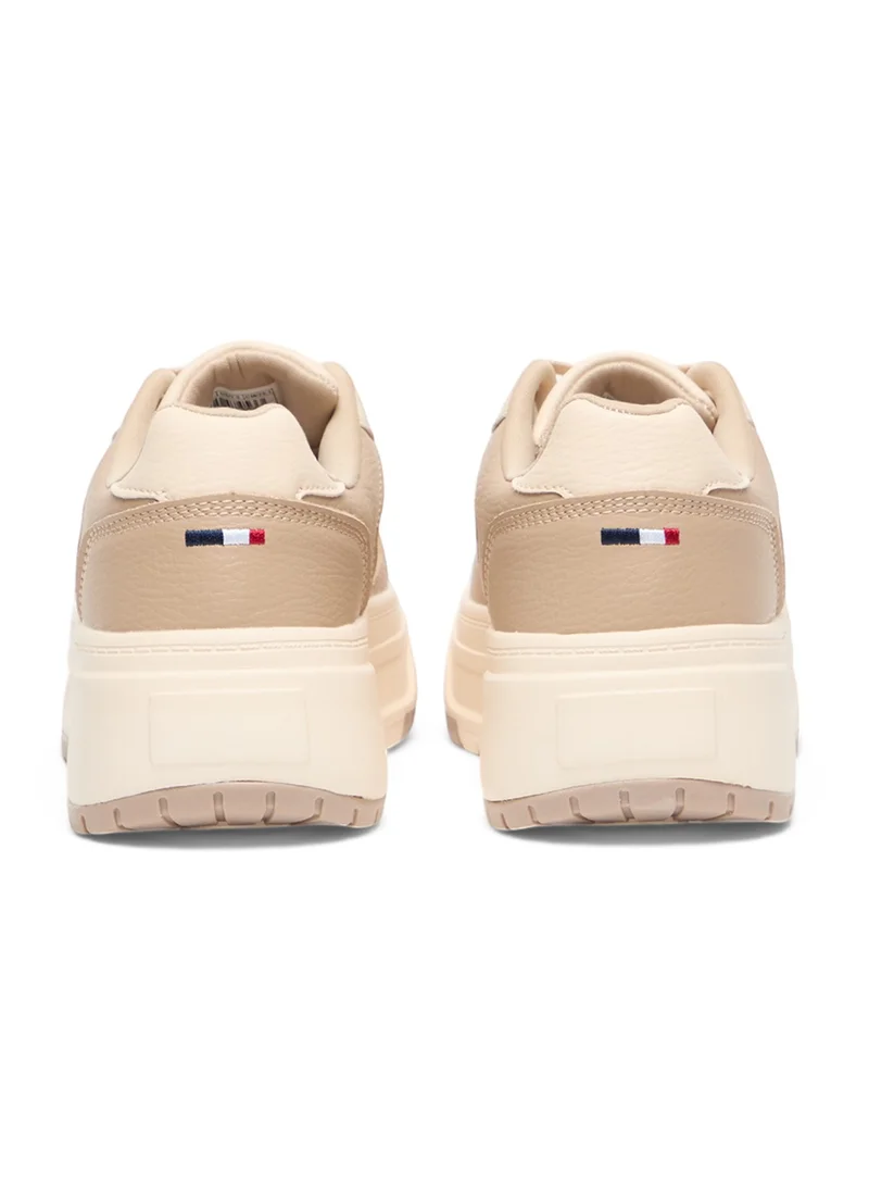U.S. Polo Assn. Women's Beige Low-Top Sneakers - Chunky Outsole With Foam Padding , Versatile Casual Shoes for Everyday Comfort