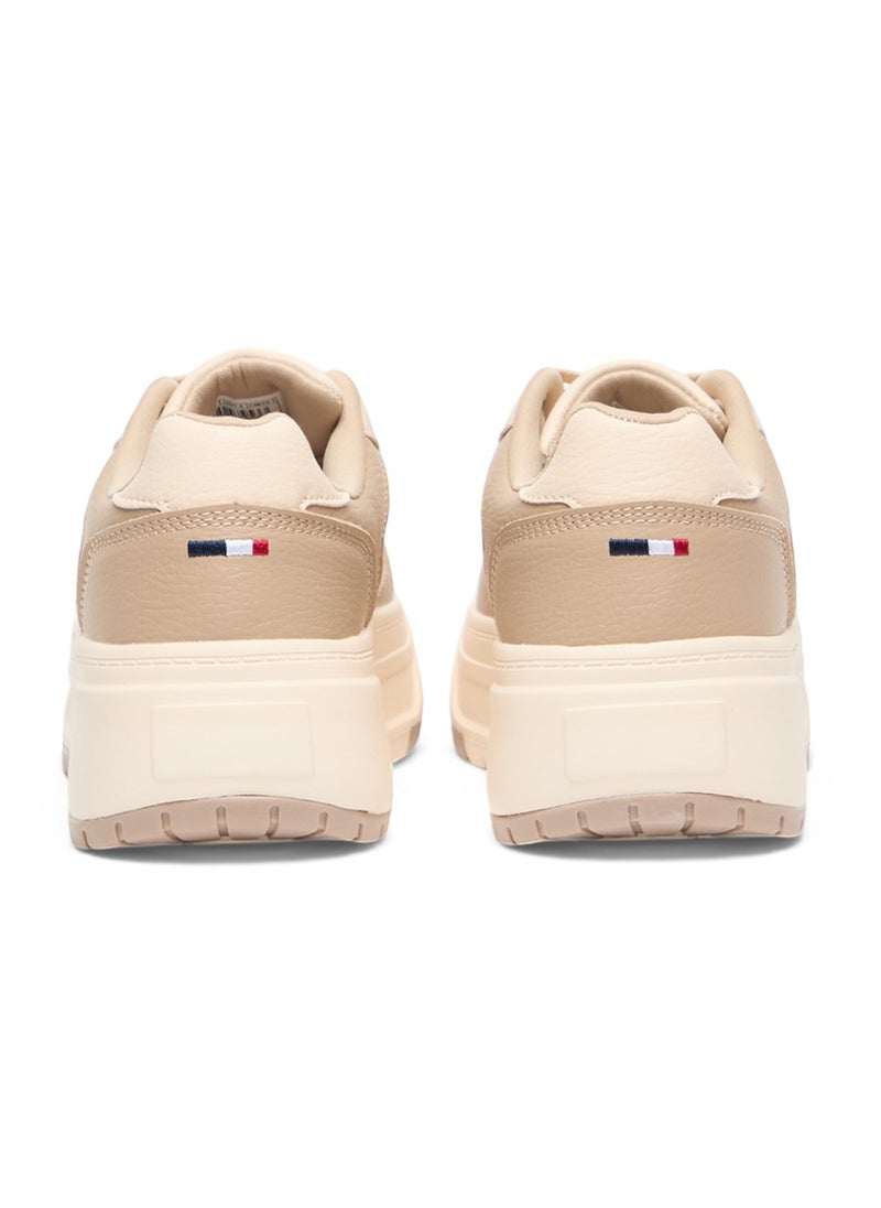 U.S. Polo Assn. Women's Beige Low-Top Sneakers - Chunky Outsole With Foam Padding , Versatile Casual Shoes for Everyday Comfort  - Image 4