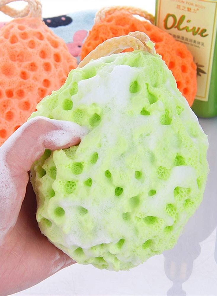 Natural Bath Sponges, 3 Pack Loofah Shower Sponge Body Scrubber Exfoliating Cleaning for Men Women Kids - Image 2