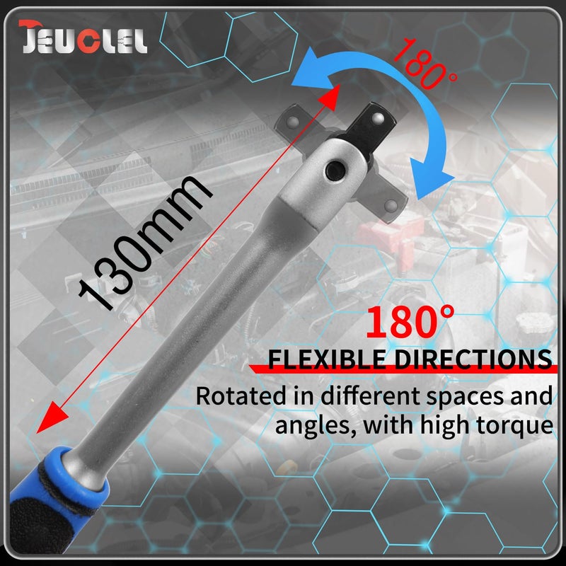 JEUCLEL 20PCS 3/8" Drive Oil Drain Sump Plug Key Set, Drain Plug Socket Set, Gearbox Hex Square Triangle Torx Spline Socket Set, Engine Repair Mechanic tool - Image 4