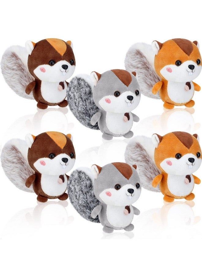 Sosation 6 Pcs Squirrel Stuffed Animal Plush 4.7 Inch Cute Squirrel Plush Small Stuffed Squirrel Toy Stuffed Animal Keychain for DIY Birthday Party Keys Backpack (Squirrel Style) - Image 1