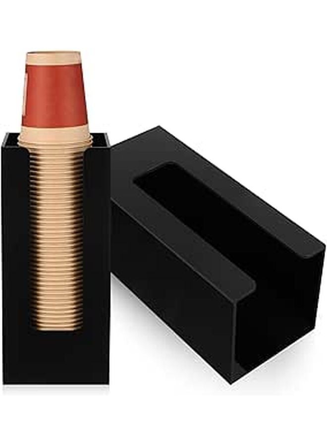 Black Paper Cup Dispenser Holder 2 Pack Single Slot Countertop Organizer for Hot Cold Drinks - Image 1