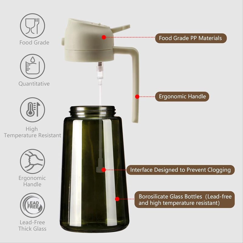 SWEET VIEW Olive Oil Dispenser and Oil Sprayer – 16oz/470ml Glass Light-Proof Oil Pourer for Kitchen, Air Fryer, Cooking, Salad, and BBQ - Image 5