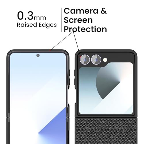 Kapa Soft Full Fabric Protective Back Case Cover for Samsung Galaxy Z Flip 7 | Shockproof Slim Hard Anti Slip Back Case (Black) - Image 4
