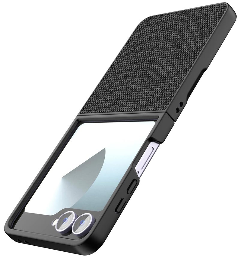 Kapa Soft Full Fabric Protective Back Case Cover for Samsung Galaxy Z Flip 7 | Shockproof Slim Hard Anti Slip Back Case (Black) - Image 1