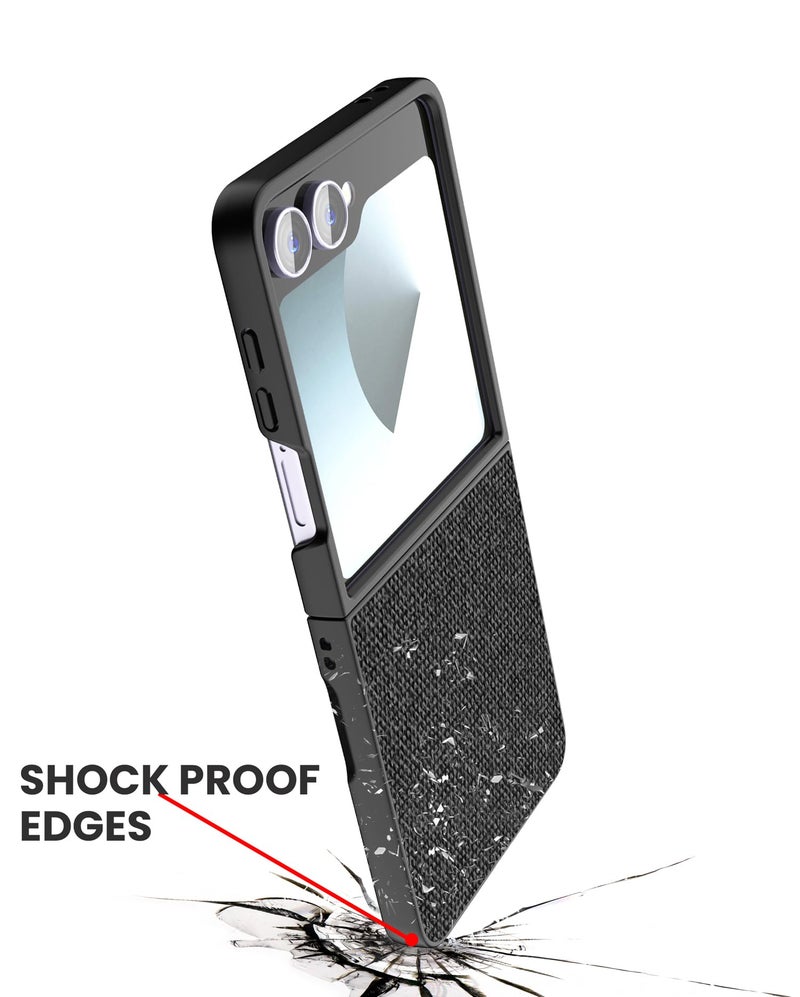 Kapa Soft Full Fabric Protective Back Case Cover for Samsung Galaxy Z Flip 7 | Shockproof Slim Hard Anti Slip Back Case (Black) - Image 5