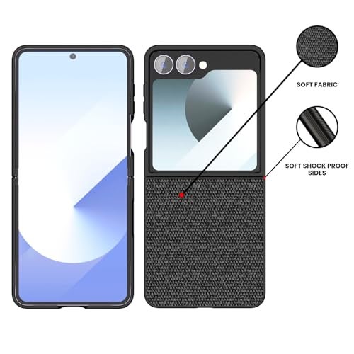 Kapa Soft Full Fabric Protective Back Case Cover for Samsung Galaxy Z Flip 7 | Shockproof Slim Hard Anti Slip Back Case (Black) - Image 3