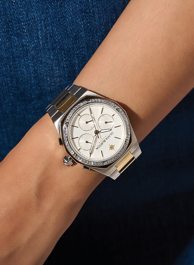 OLIVIA BURTON Hexagon Multifunction Women'S Stainless Steel And Crystals Case  Watch - Image 4