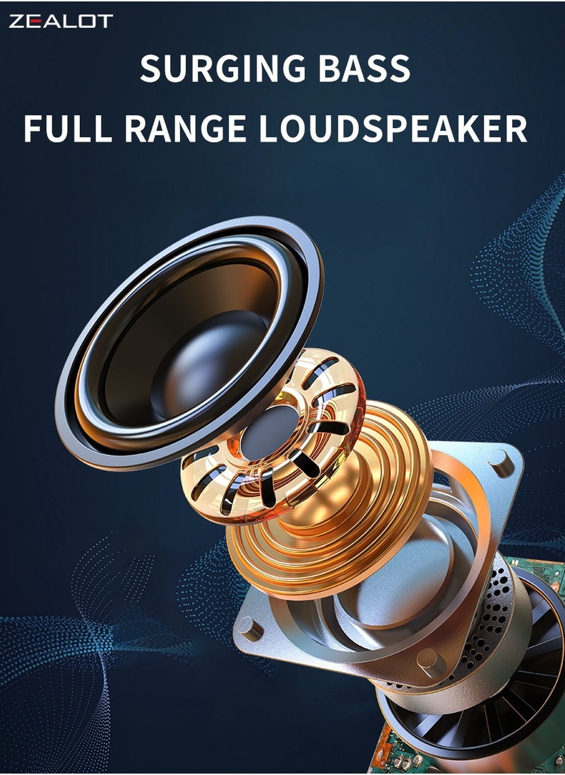Zealot ZEALOT S32 Bluetooth Speaker, Dual Pairing Loud Stereo Portable Outdoor Boombox, Subwoofer Booming Bass Speaker, 1800mAh Battery 8 Hours Playtime, Connect with Phone/TV/Tablet/Laptop  - Image 5