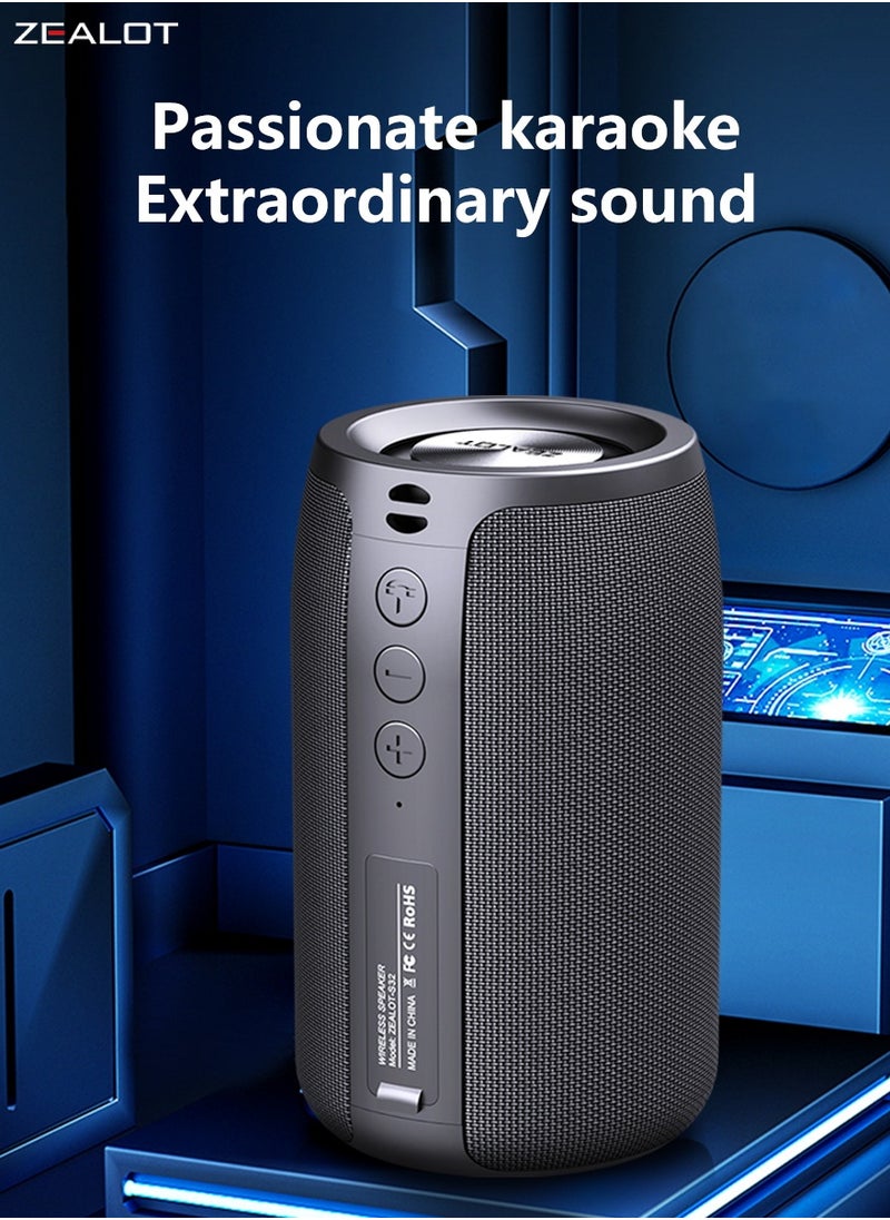 Zealot ZEALOT S32 Bluetooth Speaker, Dual Pairing Loud Stereo Portable Outdoor Boombox, Subwoofer Booming Bass Speaker, 1800mAh Battery 8 Hours Playtime, Connect with Phone/TV/Tablet/Laptop  - Image 4