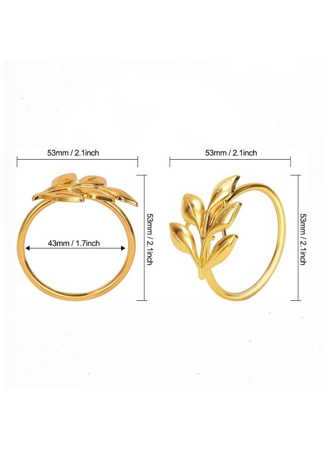 طقم خواتم مناديل من 6، أطقم خواتم مناديل حاملات خواتم مناديل أوراق الشجر عتيقة - Image 2