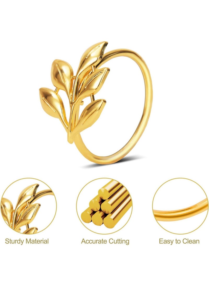 طقم خواتم مناديل من 6، أطقم خواتم مناديل حاملات خواتم مناديل أوراق الشجر عتيقة - Image 3