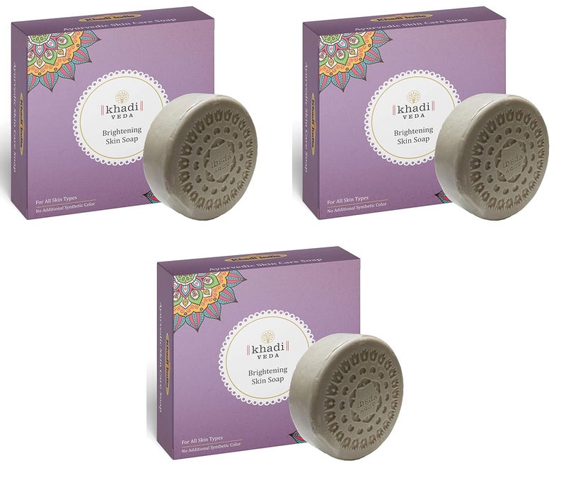 Khadi Veda Ayurvedic Aloe Vera Brightening Skin Care Bath Soap 100 gm eachPack of 3 - Image 1