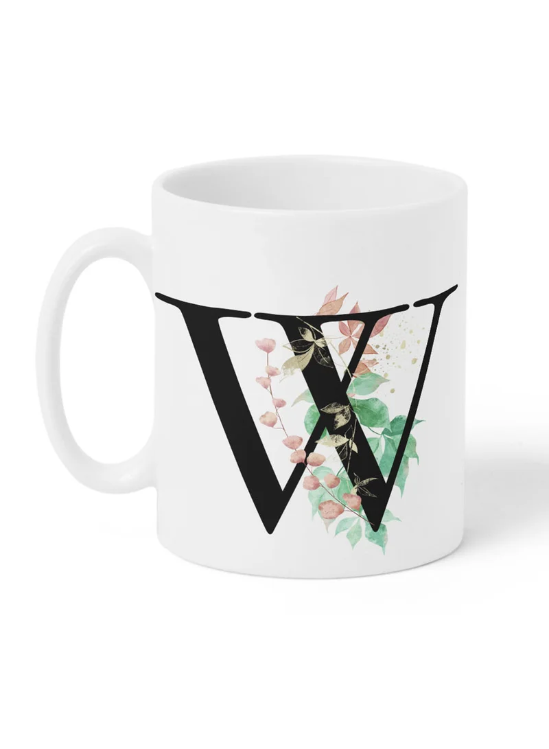 LOWHA 11 oz Ceramic Mug with Letter W Design on Both Sides