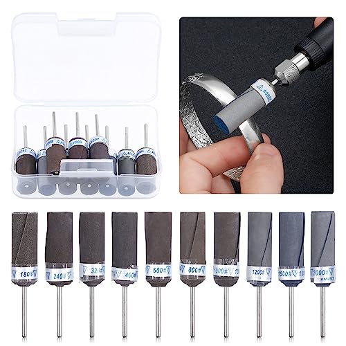 Glarks 10Pcs Sanding Drums Sleeves Polishing Rolls Abrasive Grinding Head Sandpaper Bar Sticks 1802403204006008001000120015002000 Grit Cylinder Polishing Grinding Mounted Sanding Points - Image 3