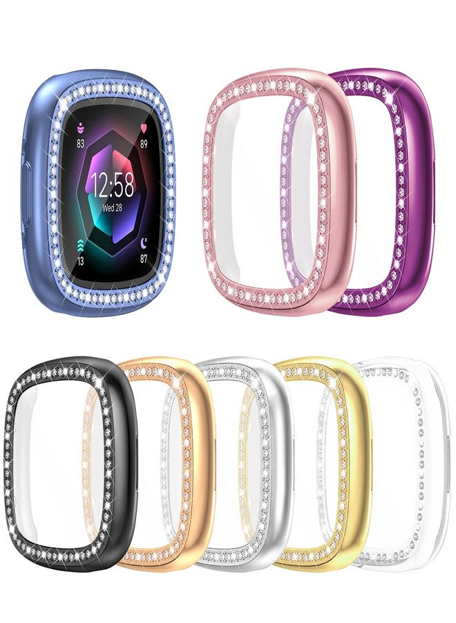 RICHONE [8Pack] Compatible with Fitbit Versa 4 & Sense 2 (2022) Screen Protector Case, Bling Diamonds Cover Soft TPU Bumper Smartwatch Accessories(8 Colors, Versa 4 & Sense 2) - Image 1