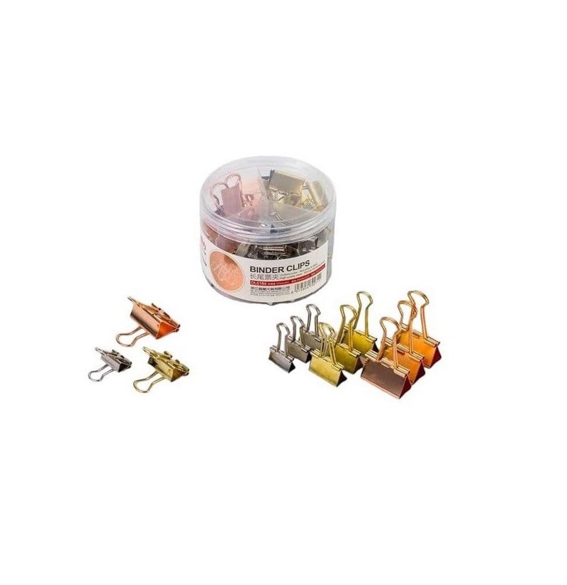 BELAL Bulldog DL6184 Colored Paper Binder Clip in Jar 48 Pieces, Silver/Gold/Copper
