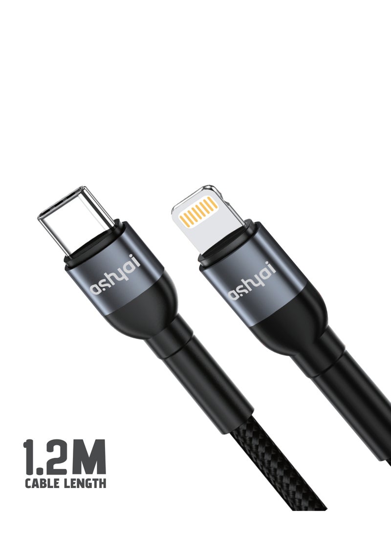 Ashyai USB-C to Lightning Fast Charging&Data Cable 60W 1.2M, PP Yarn Braided USB-C to Lightning Charger Cord for iPhone, iPad, MacBook, Supports PD Fast Charging - Image 1
