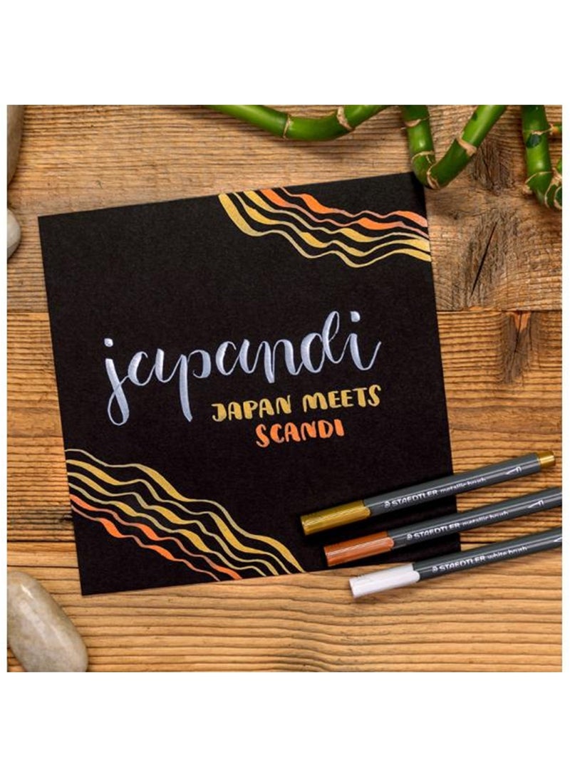 STAEDTLER 6-Piece Metallic Marker Brush Pen With One Pigment Liner - Image 4