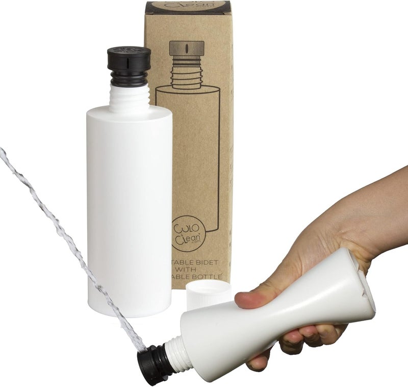 CuloClean.com CuloClean Portable Bidet for Toilet or Travel (Black). Peri Bottle for Men and Women. Handheld Spray. Bath Essentials (CuloClean + Bottle, 1pcs Black) - Image 1