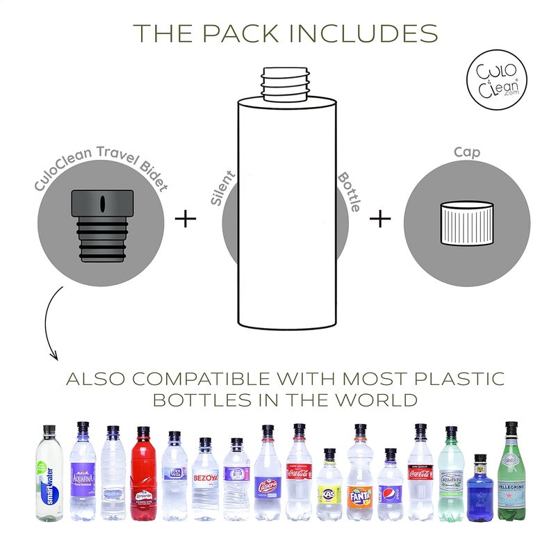 CuloClean.com CuloClean Portable Bidet for Toilet or Travel (Black). Peri Bottle for Men and Women. Handheld Spray. Bath Essentials (CuloClean + Bottle, 1pcs Black) - Image 3