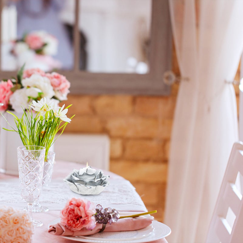 Rose Candlestick Romantic Flower Shaped Candle Holder Ceramic Candle Cup - Image 5