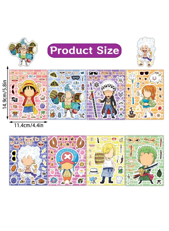 8Pcs One Piece Puzzle Stickers, Waterproof Vinyl Self Adhesive Decals, DIY Decor Stickers for Bottle Laptop Phone Case Luggage - Image 2