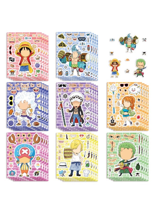 8Pcs One Piece Puzzle Stickers, Waterproof Vinyl Self Adhesive Decals, DIY Decor Stickers for Bottle Laptop Phone Case Luggage - Image 1