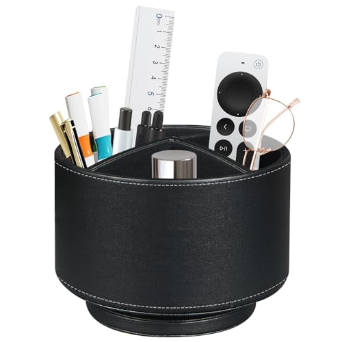 BIBELUN TV Remote Control Holder for Table, 360 Swivel Pen Holder for Desk Organizers and Accessories, Nightstand Organizer Caddy for Media Controllers/Office Supplies, Bedside Decorations for Living Room - Image 1