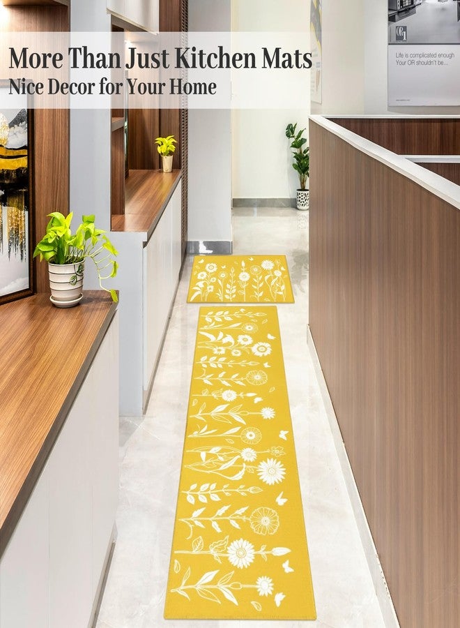 Mofvugz Yellow Sunflower Kitchen Rugs Sets of 3 Piece, Flower Boho Kitchen Mat for Floor Area Runner Rug Washable, Farmhouse Yellow Kitchen Decor and Accessories - Image 4