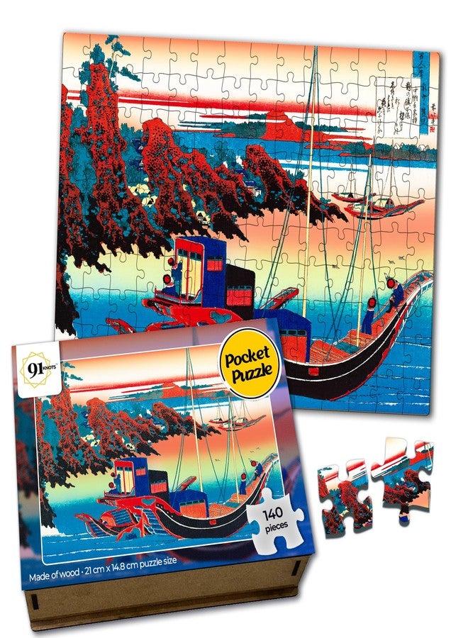 91Knots - Poem by Chunagon Yakamochi Wooden Jigsaw Puzzle (140 Pieces) for Adults and Kids | Japanese Ukiyo-e Artwork | Brain Booster Games & Toys for Above 5+ Years - Image 1