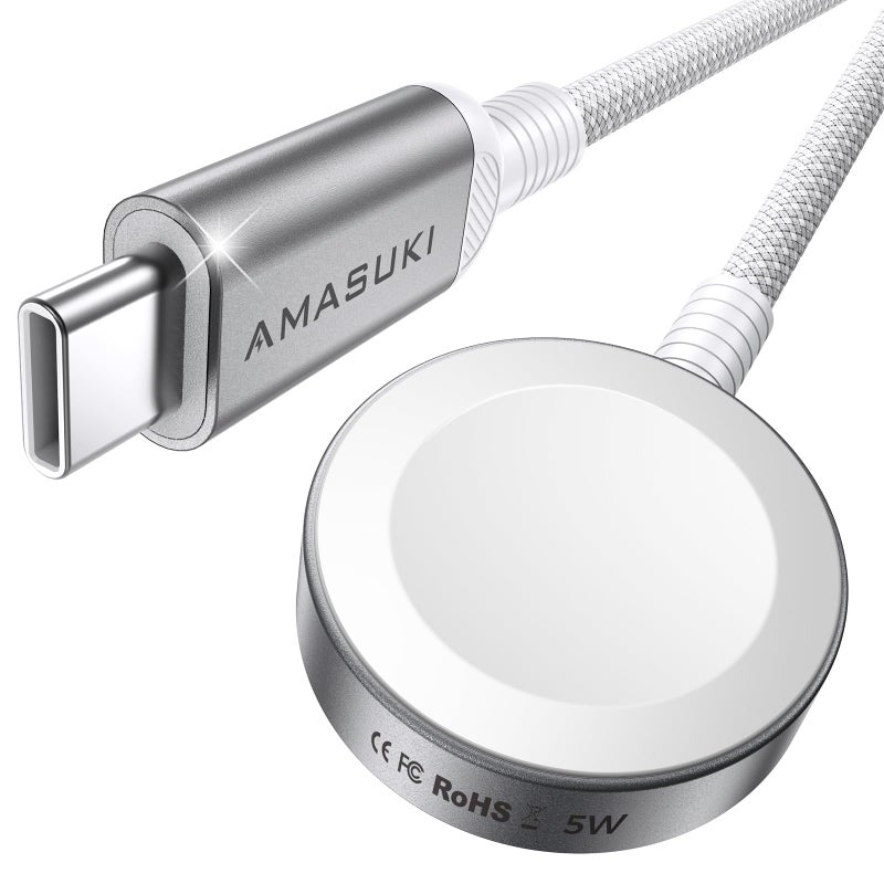 Amasuki 2026 Fast 5W for Apple Watch Charger USB C Fast Charging iWatch Charger Magnetic Wireless Compatible with iWatch Ultra 3/2 Series 11 10 SE3,Travel/Home Essentials Accessories-3.3FT/Braided - Image 1